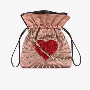 Les Petit Joueurs Trilly Heart Embellished Drawstring Clutch